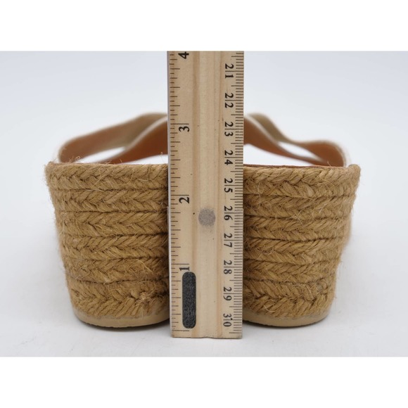 Andre Assous Sandals Womens 9 White Fabric Wedge Heel Espadrille Slides - Picture 10 of 12